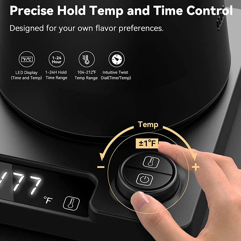 110V/220V Gooseneck Electric Kettle 1.0L Hand Brew Coffee Pot Smart Temperature Control Pot 1200W Rapid Heating Kettle Teapot