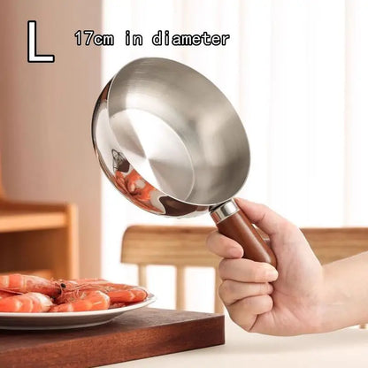 ♥Stainless Steel Saucepan with Wooden Handle - Single-Size Cookware for Boiling/Sauces, Induction & Gas Stove Compatible Pan