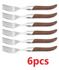 2/4/6/10pcs 8.25inch Laguiole Steak Knives Wood Cutlery Tableware Korean Japanese Dinnerware Rose Wooden Handle Dinner Forks