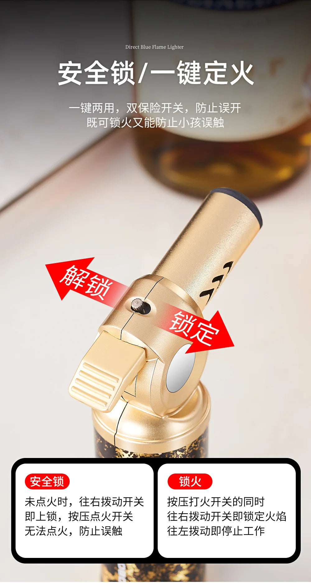 JOBON Metal Windproof Cigar Lighter Camping Kitchen BBQ Baking Tool Welding Gun Turbine Torch Lighters smoke accesoires