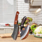 WXCOO Multifunctional Hand Forged Butcher Knife Kitchen Knife Durable Blade for BBQ Meat Cutting Boning Knife Wooden Handle