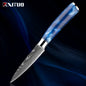 Stainless Steel Chef Knife Kitchen Knife Set 1-8Piece Razor-Sharp Paring Knife, Boning Knife, Santoku Knife, Blue Resin Handle