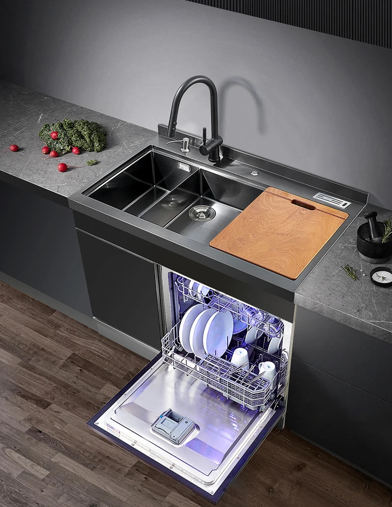 Integrated Sink Dishwasher Kitchen Built In 1000mm Sink Dishwasher Machine Automatic Smart In Stainless Steel Sink Dishwashers