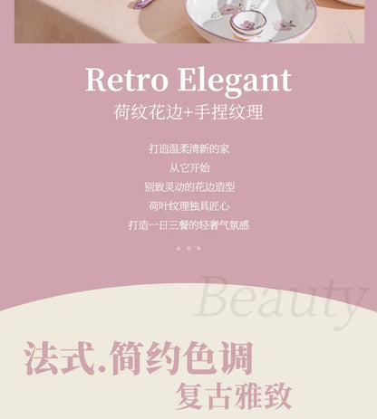 Flower, Underglaze Color, Ceramic Tableware, Bowl and Plate Combination