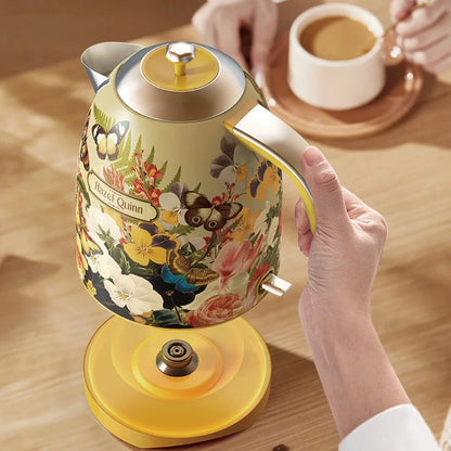 1700ml Retro Printed Electric Kettle Household 304 Stainless Steel Boil Kettle Automatic Power Off Teapot Kitchen Tool 1850W