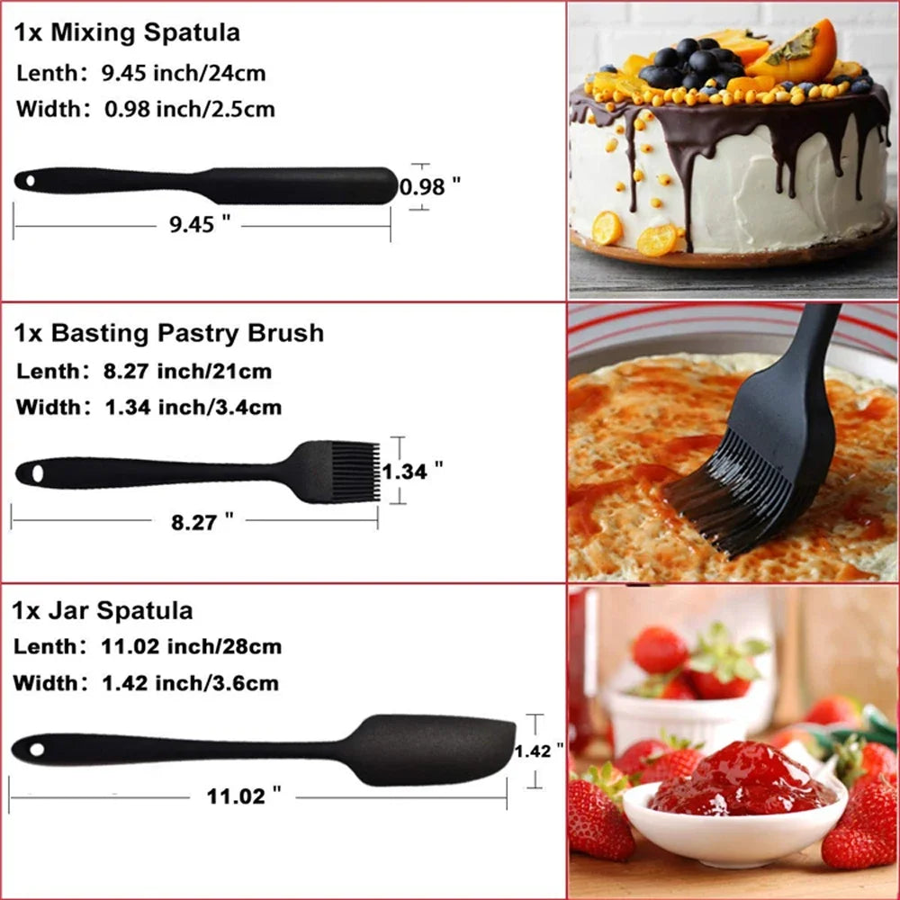 6Pcs Silicone Spatula Set Food Grade Non Stick Heat Resistant Spatulas Turner for Cooking Baking Mixing Baking Tools