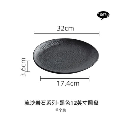 Black and white ceramic tableware, plates, plates, household eating bowls, soup bowls, high-end luxury Japanese tableware sets.