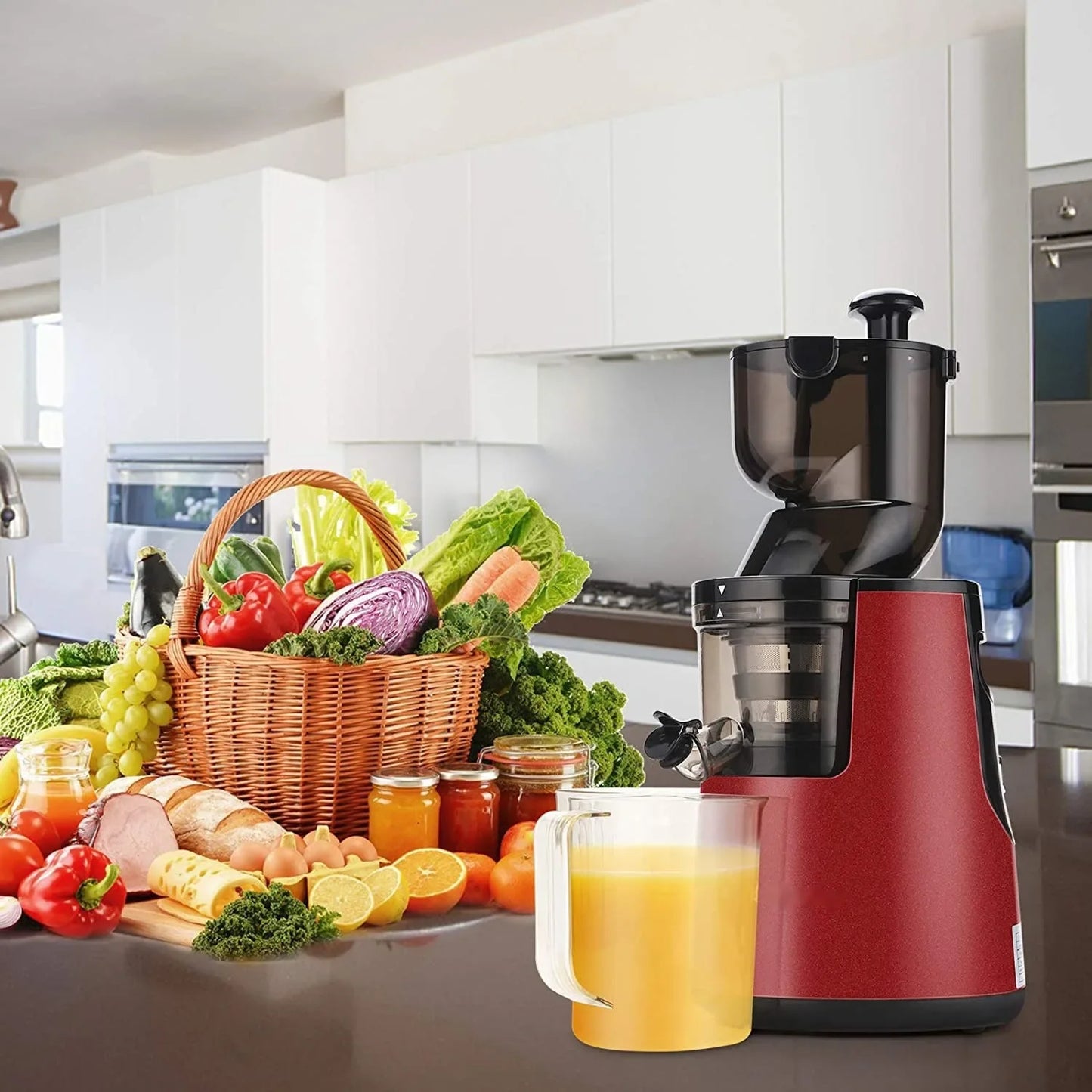 220V Juice Extractor Home Slag Separation Ginger Fruit Vegetable Juice Extractor Multifunctional Fruit Slow Juicer Automatic