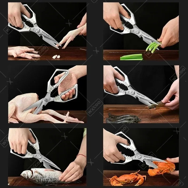 WXCOO Japanese Household Kitchen Scissors SK5 Stainless Steel Multi-Purpose Shears Specialized Heavy-Duty Chicken Bone Scissor