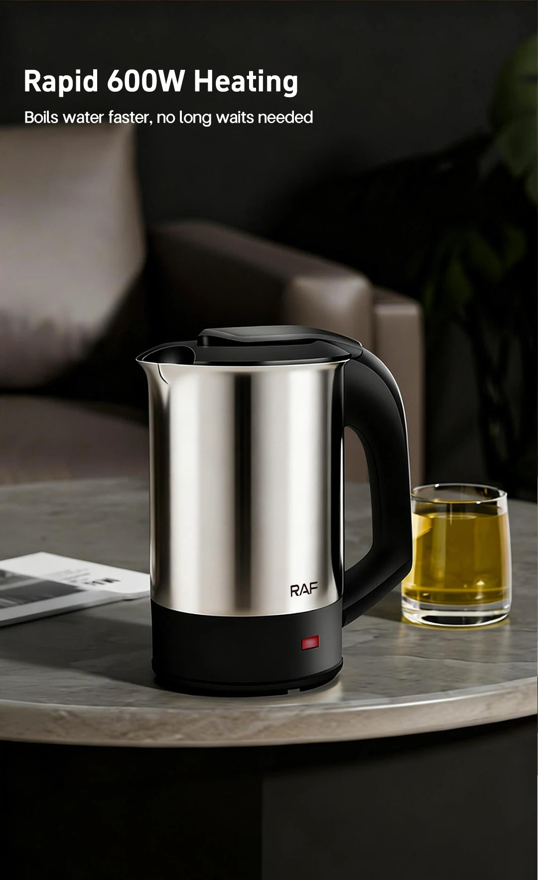 Mini Electric Kettle Tea Coffee Stainless Steel 1000W Portable Travel Water Boiler Pot 0.5L For Hotel Family Trip