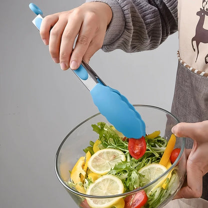 Anti Slip Cooking Serving Tongs Stainless Steel Food Clip Bread Salad Tong Heat-Resistant Barbecue Clips Kitchen Cooking Tool