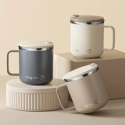 400ML Insulated Coffee Mug With Lid 304 Stainless Steel Double Wall Water Cup Sealed Milk Coffee Cup Student Adult Drinkware