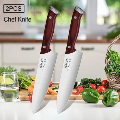 WXCOO 1-5pcs Professional Kitchen Knife Set Ultra Sharp Chef's Knife Meat Cleaver Fruit Slicing Stainless Steel Cutting Board
