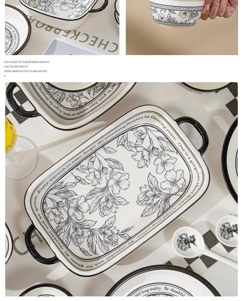 Underglaze Color, Ceramic Tableware, Gift Box Set, Dishes, Soup Bowls, Combination Package.