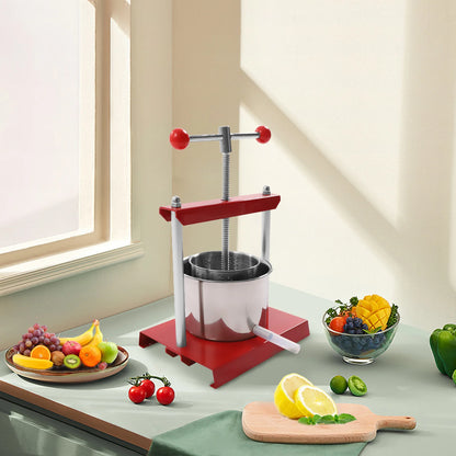 Easy Clean Hand Press Juicer High-Yield Manual Fruit Press with Filter Bag 0.8Gal/1.6Gal Capacity for Cheese, Herbs & Vegetable Juice