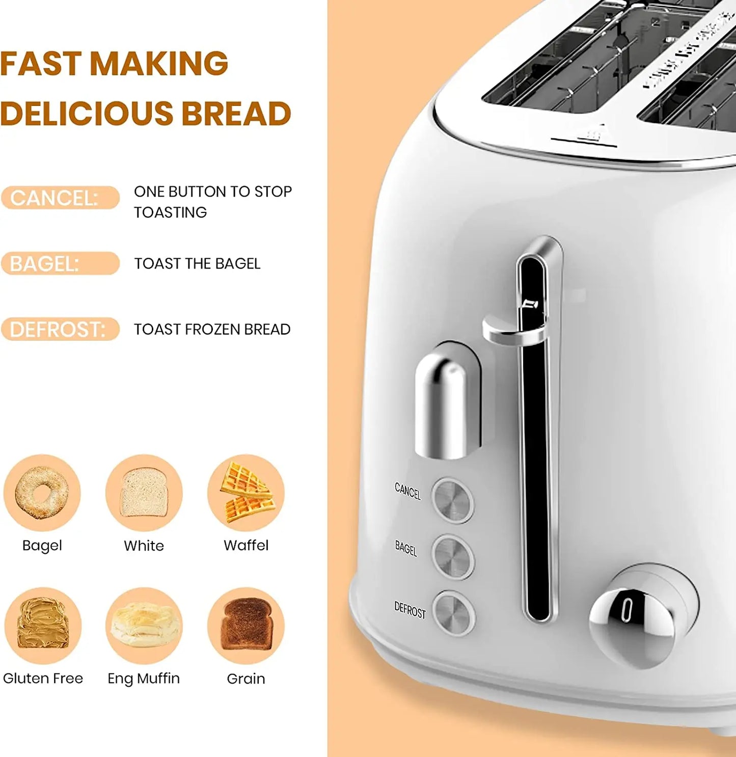Electric Stainless Steel Multifunction Pop up Toaster with Automatic Shut-off for Household & Hotel