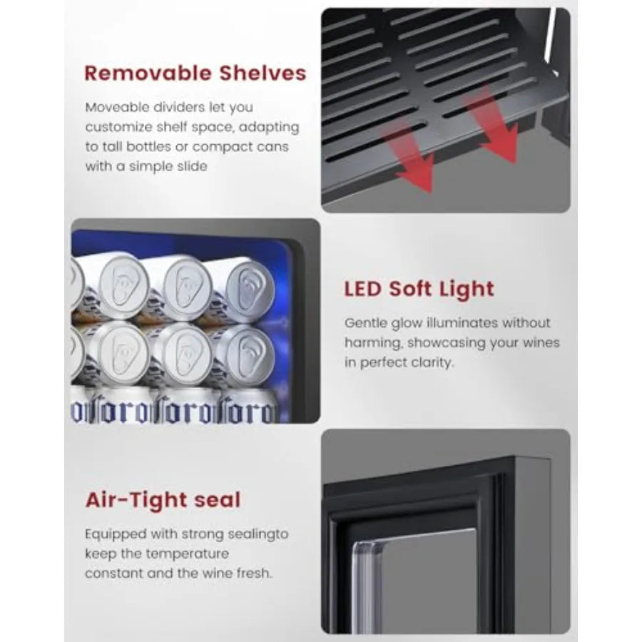 24 Cans Beverage Refrigerator Cooler - Mini Fridge with Digital Temperature Control, Soda Wine Beer Drink Fridge for Office Hom