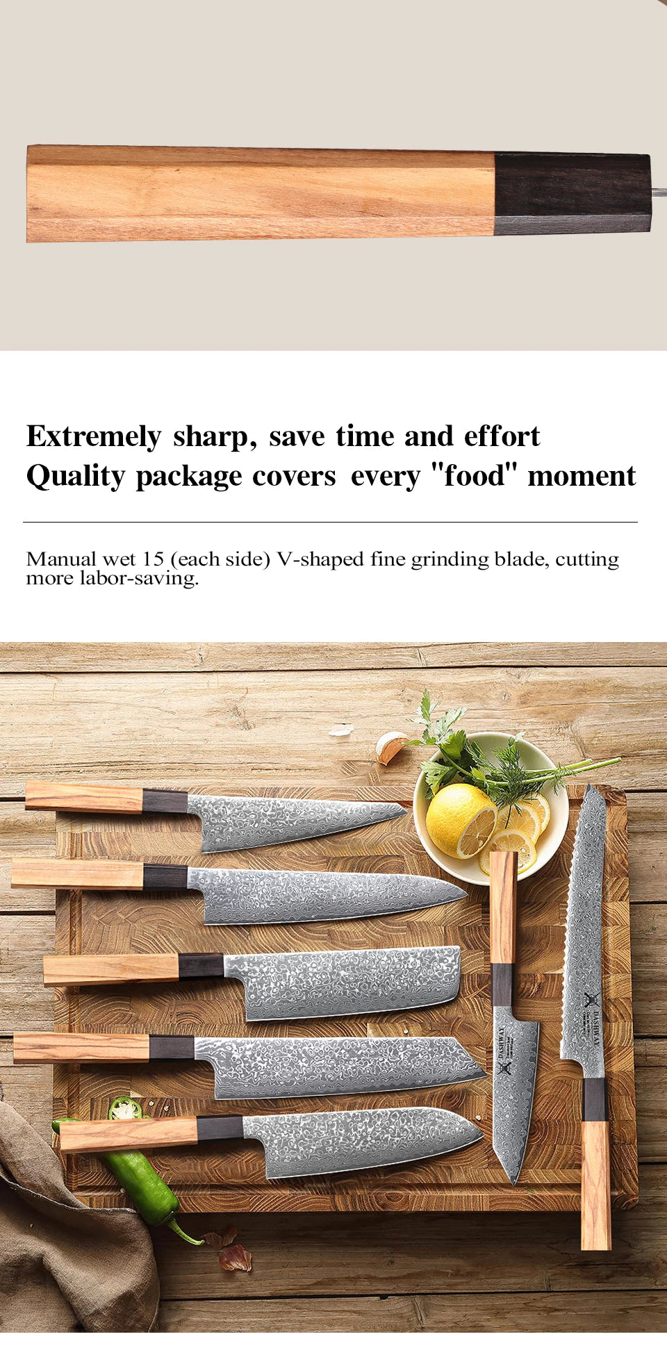 DASHWAY 1PC-7PCS Professional Kitchen Knives Set Utility Santoku Bread Japanese Handmade 67 Layer Damascus Steel Chef Knife
