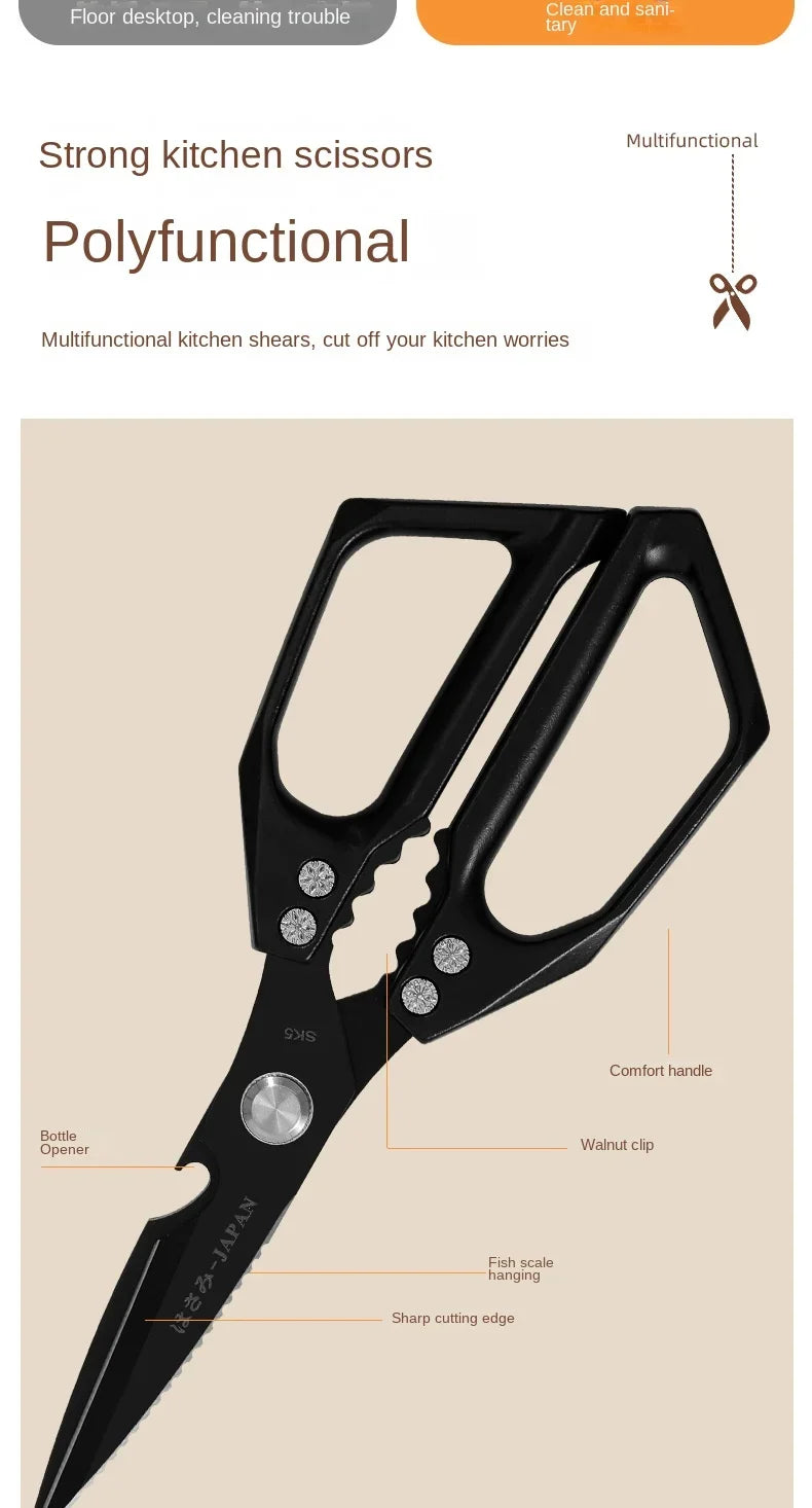 Heavy-Duty Kitchen & Craft Scissors - Cuts Poultry Bones, Fabric & More | Multi-Purpose Stainless Steel Shears