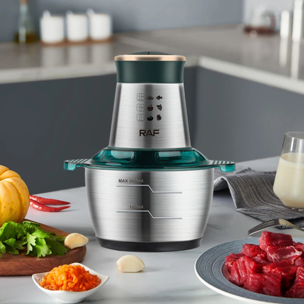 2 Speeds Electric Chopper Meat Grinder Stainless Steel Mincer Food Processor Kitchen Slicer Egg Beater Garlic Vegetable