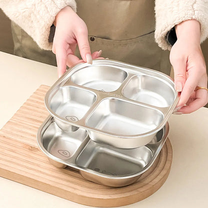 WORTHBUY Capybara 3/4 Grids Food Plate Dishes 304 Stainless Steel Divided Dinning Plates Salad Plate Tableware Dishwasher Safe