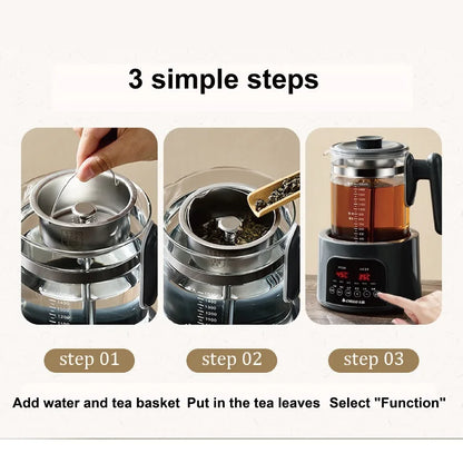 1.5L Smart Electric Kettle Multifunction Steam Teapot Temperature Control Health Pot Office Glass Flower Teapot Auto Keep Warm