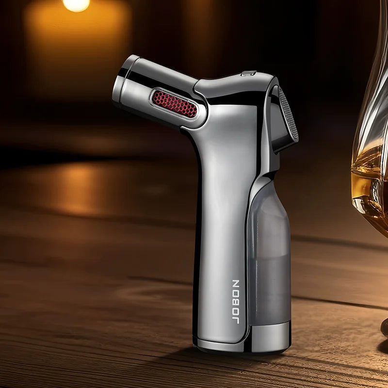 JOBON Visible Gas Four Torch Lighter Windproof Spray Gun Cigar Lighter for Kitchen Cooking Jewelry Welding Safety Lock