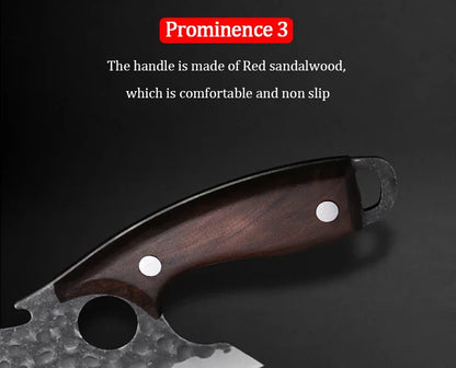 WXCOO Multifunctional Hand Forged Butcher Knife Kitchen Knife Durable Blade for BBQ Meat Cutting Boning Knife Wooden Handle