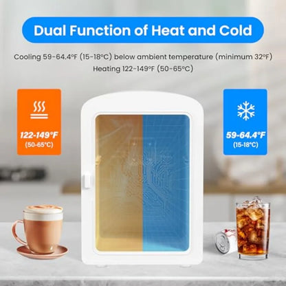 9 Can Mini Fridge Observation, Portable Cooler and Warmer Freon-Free Small Refrigerator, Compact for Skincare, Beverage, Food,
