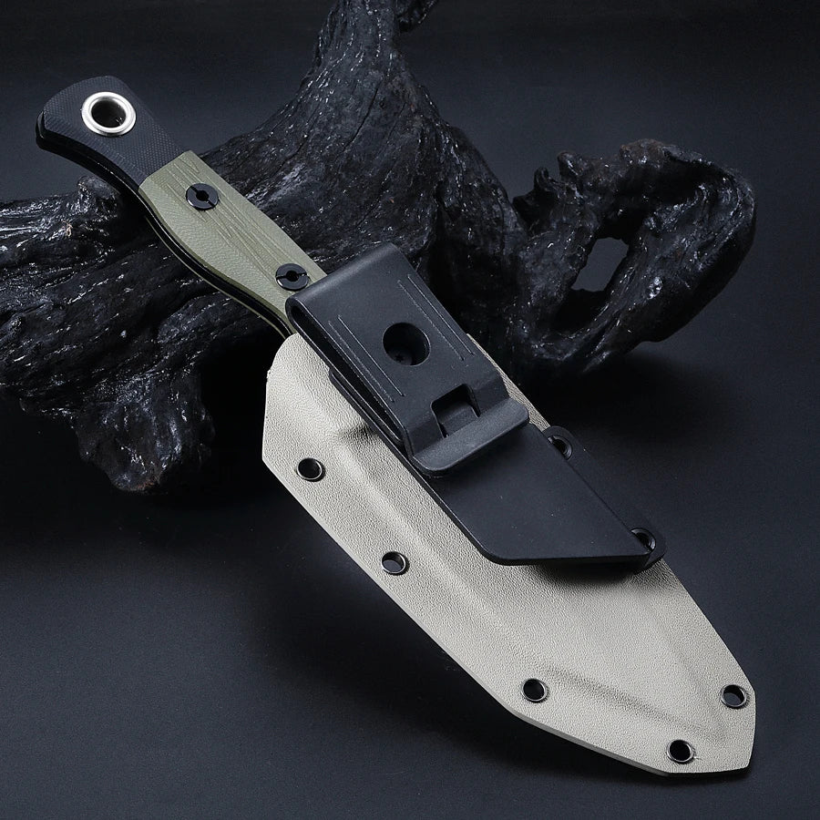 1 piece, 7RC13 high carbon stainless steel professional kitchen and outdoor dual-use knife, G10 handle K-type scabbard