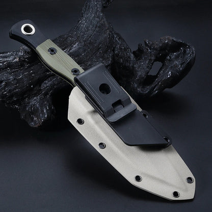 1 piece, 7RC13 high carbon stainless steel professional kitchen and outdoor dual-use knife, G10 handle K-type scabbard