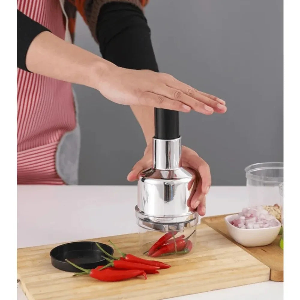 Hot Kitchen Magic Onion Chopper Vegetable and Fruit Salad Onion and Garlic Food Stainless Steel Handheld Chopper Slicer Peeler Vegetable Cutter Vertical Manual Chopper