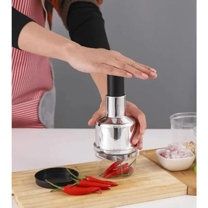 Hot Kitchen Magic Onion Chopper Vegetable and Fruit Salad Onion and Garlic Food Stainless Steel Handheld Chopper Slicer Peeler Vegetable Cutter Vertical Manual Chopper