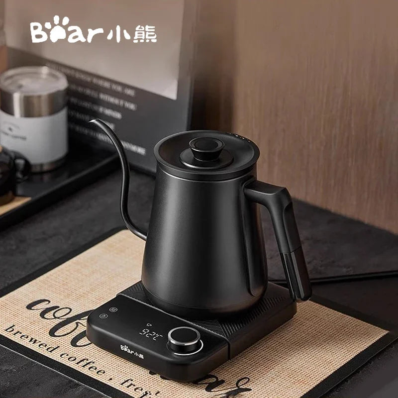 Bear Gooseneck Kettle Stainless Steel Household Electric Kettle Hand Brewed Coffee Kettle Fine Spout Teapot