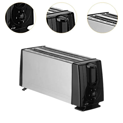 Horizontal Stainless Steel Bread Toaster Large Slot Electric Toast Machine 4 Slice Sandwich Maker for Household
