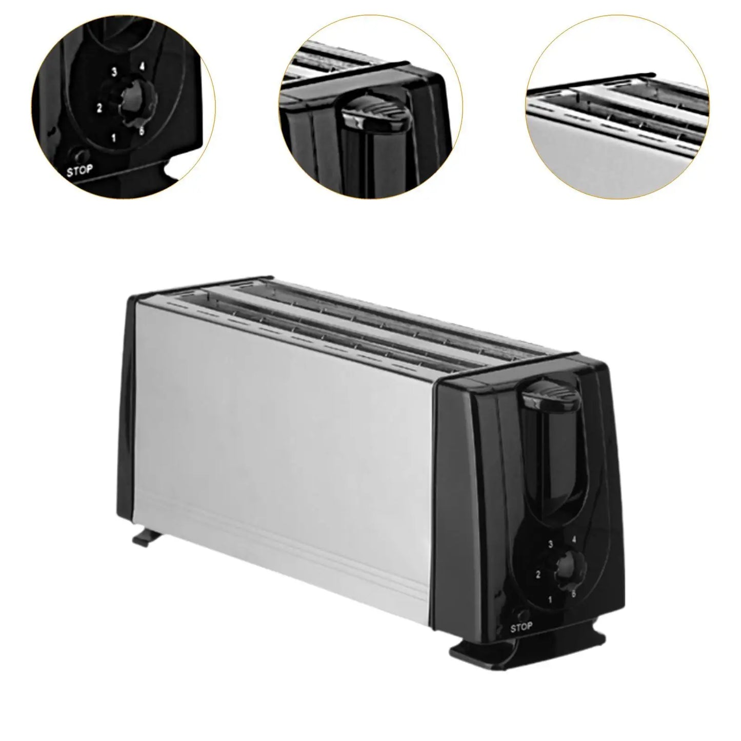 Horizontal Stainless Steel Bread Toaster Large Slot Electric Toast Machine 4 Slice Sandwich Maker for Household