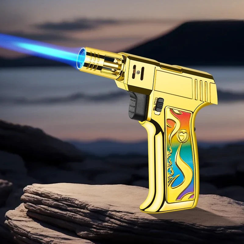 BBQ Barbecue Powerful Metal Gas Lighter Windproof Turbo Jet Blue Flame Kitchen Torch Cigar Smoking Accessories Gun Company
