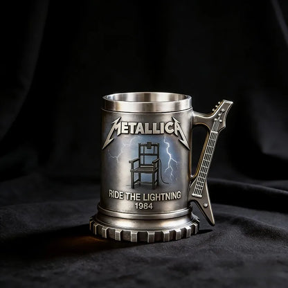 Metallica Ride The Lightning 1984 Collectible Mug, Guitar Handle Stainless Steel Lined Beer Stein, Heavy Metal Rock Fan Gift