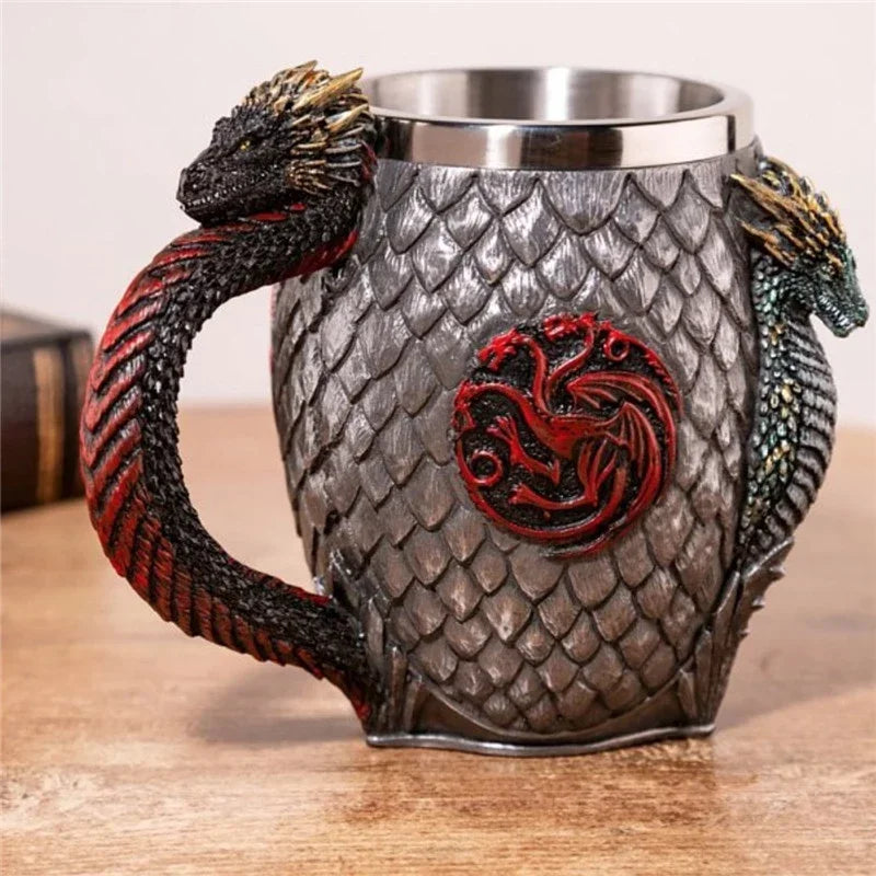3D Beer Mugs Coffee Cups Gothic Goblet Iron Tankard Stainless Steel Resin Wine Glass Mug 600ML Skull Father's Day Gift 1 pcs