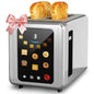 Full Touch Screen 2-Slice Stainless Steel Toaster with 1.5'' Wide Slot Digital Timer 6 Bread Types 6 Shade Settings Crumb