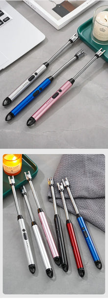 Type-C Rechargeable Kitchen Artifact Portable Smart Pulse Igniter Household Gas Stove Long Handle Electronic Lighter Wholesale