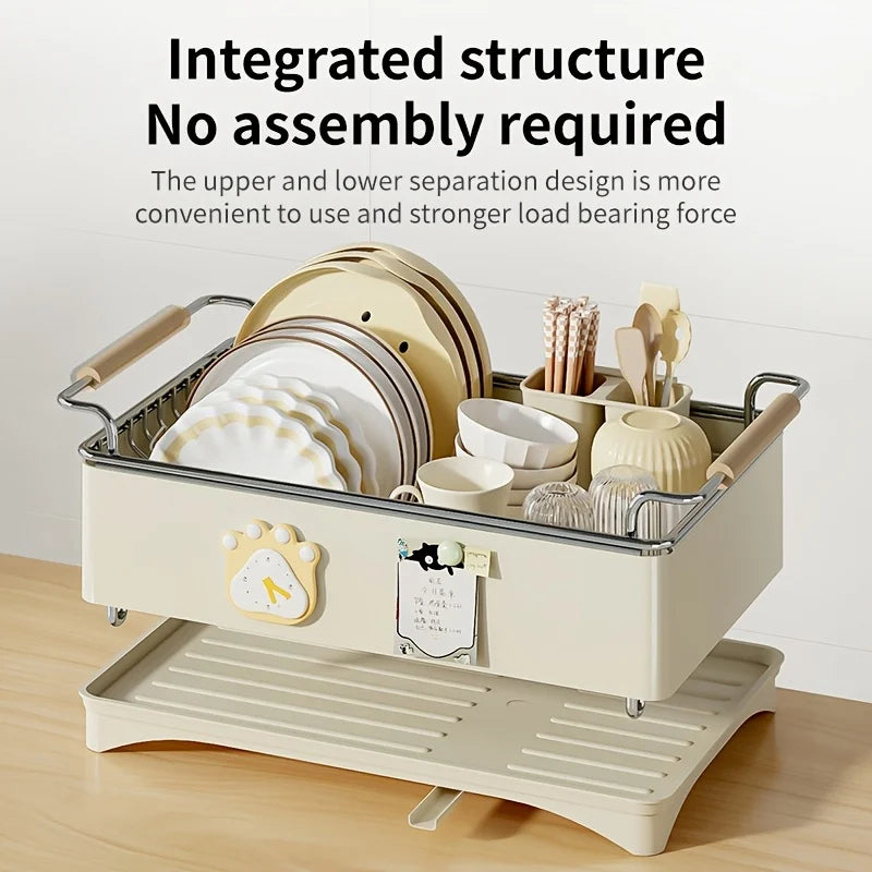 Dish Drying Rack, Kitchen Countertop Dish Drying Rack, 304 Stainless Steel Dish Rack, Stainless Steel Dish Rack with Drain Board