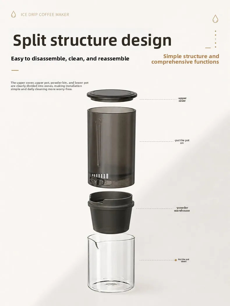 450ml Cold Brew Coffee Maker Iced Drip Pot Portable Cold Brewing with Control Valve Coffee Pitcher Home Summer Camping Tools