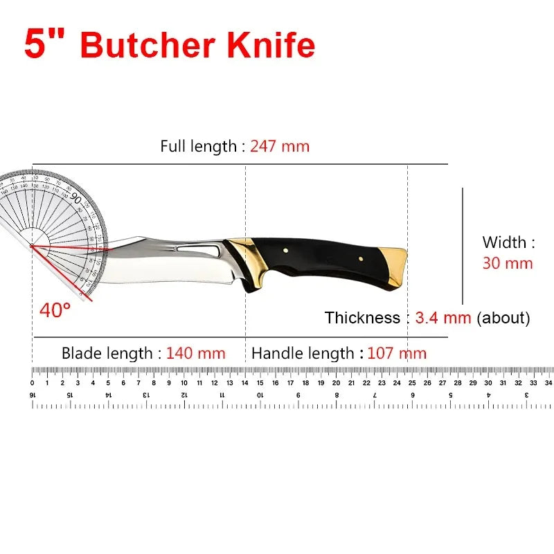 Stainless Steel Professional Butcher Knife Boning Utility Knife Kitchen Forged Handmade Knife Wooden Handle Kitchen Accessories