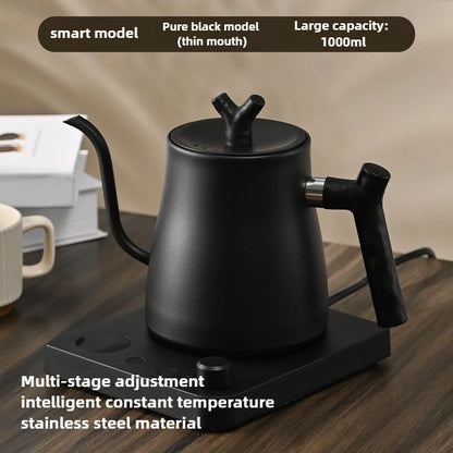 Gooseneck Electric Kettle 1L: Smart Temp Control for Pour-Over Coffee, Fast Boil Stainless Steel, 110V & 220V