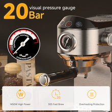 BioloMix 20 Bar Stainless Steel Semi-Automatic Coffee Machine with Milk Frother Wand for Espresso Cappuccino And Powder Coffee