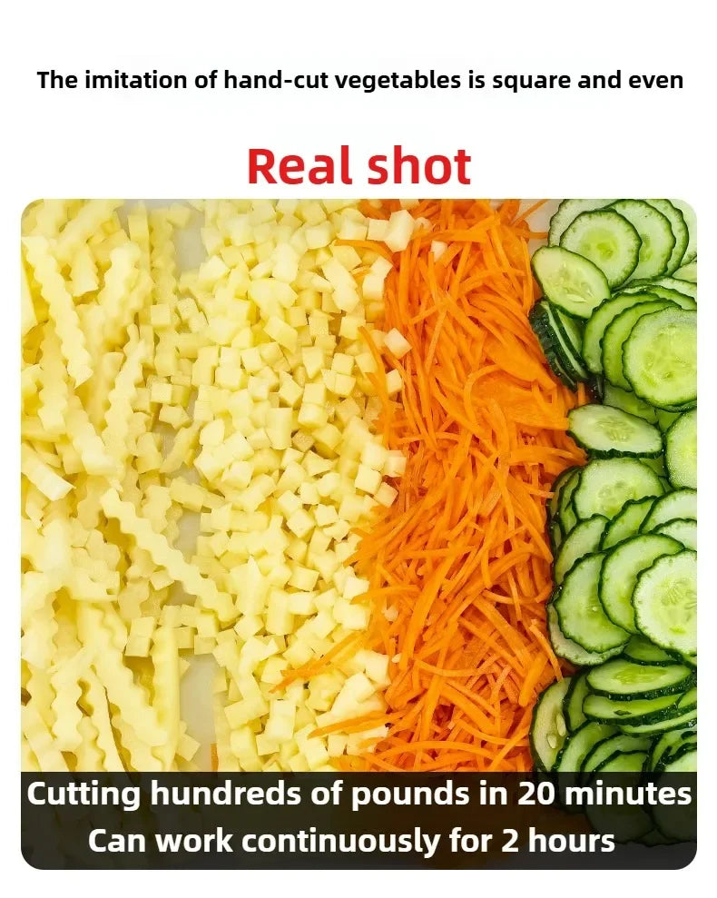 New Commercial Double Spout Vegetable Cutter 4 in 1 Multifunctional Dicing Shredding Slicing Cutting Strips Vegetables
