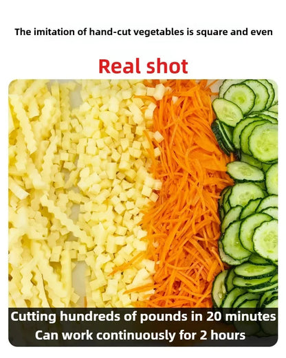 New Commercial Double Spout Vegetable Cutter 4 in 1 Multifunctional Dicing Shredding Slicing Cutting Strips Vegetables
