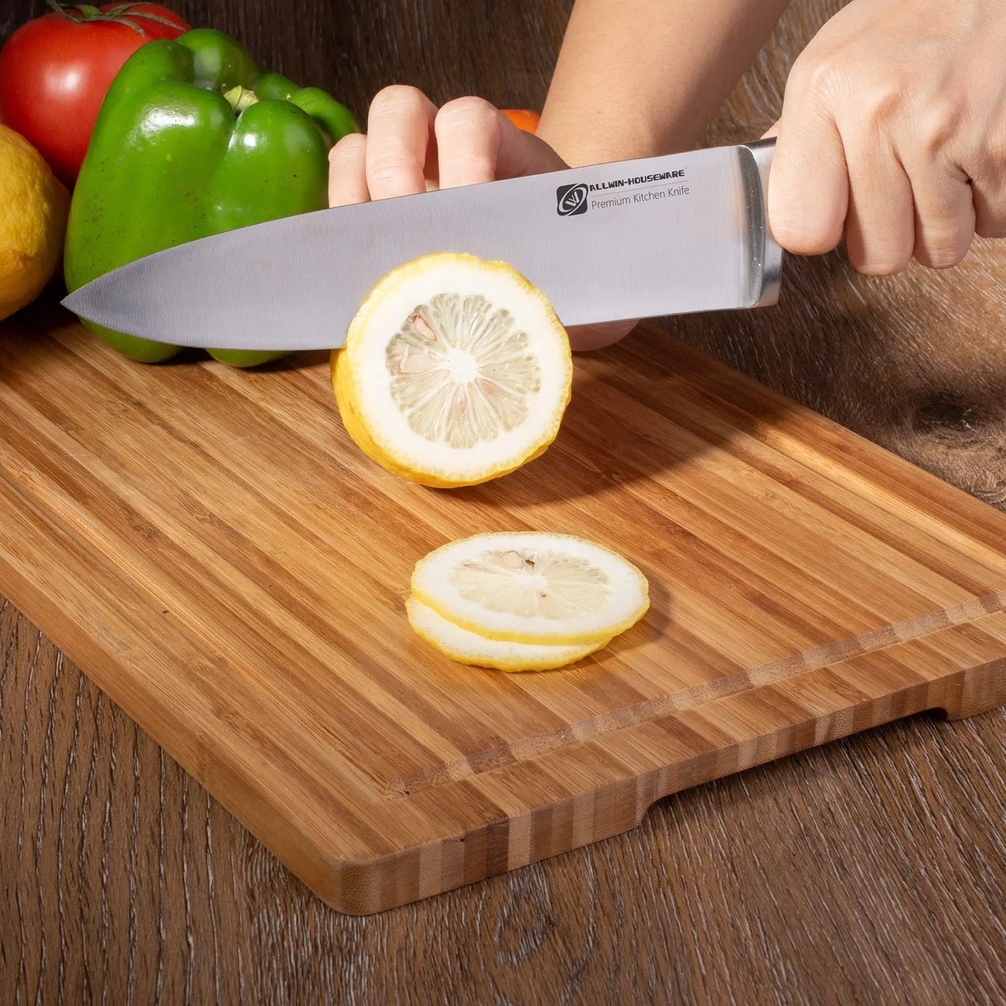 Premium 8-piece German 1.4116 Stainless Steel Kitchen Knives Sets Double Forged Full Tang Chef Knife Set With Rubber Wood Block