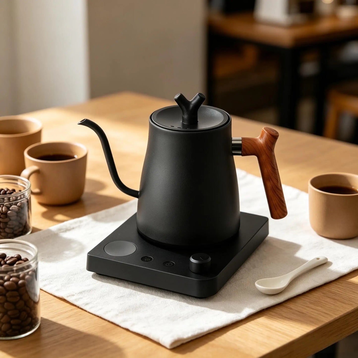 1L1000ML Smart Temperature Control Kettle - Auto Shut-Off & Boil-Dry Protection - Stainless Steel Pour-Over Coffee & Tea